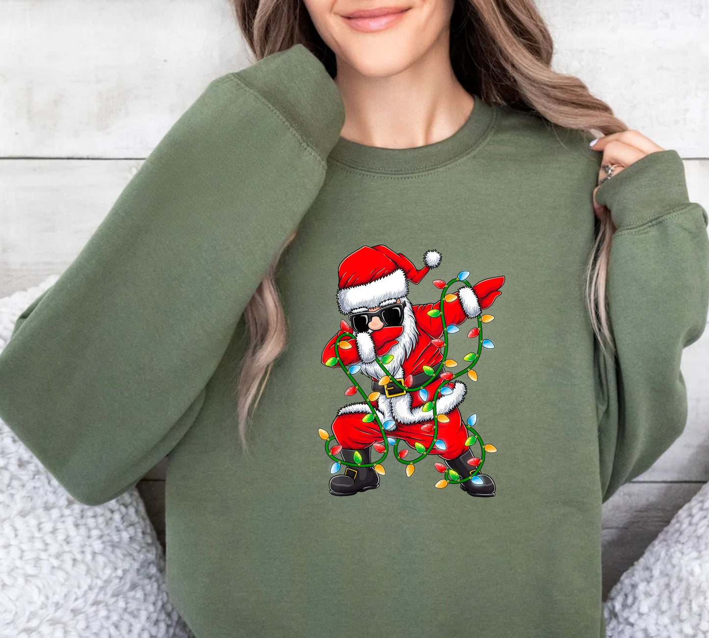 Dabbing Santa Weihnachtslichter Sweatshirt - Lustige Weihnachtsgeschenke