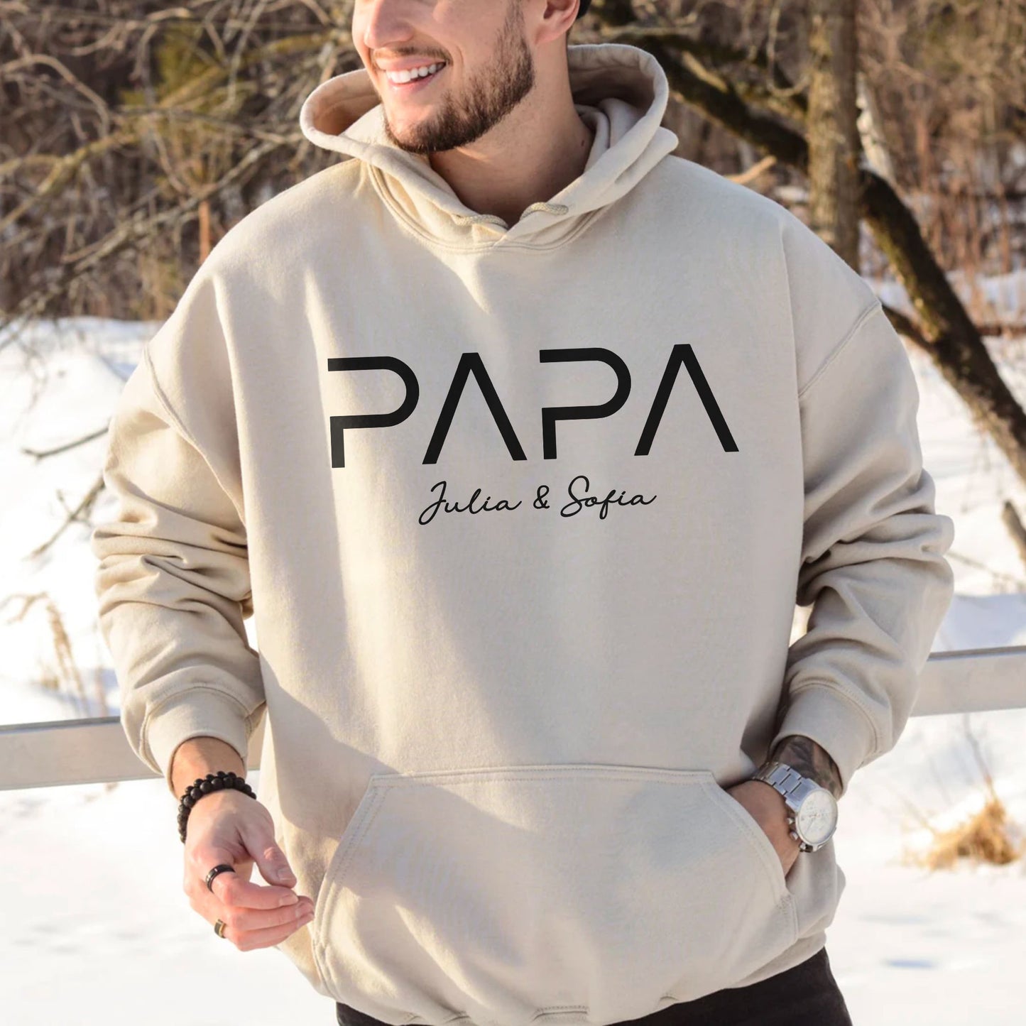Personalisiertes Papa-Hoodie mit den Namen der Kinder - Geschenk für Papa