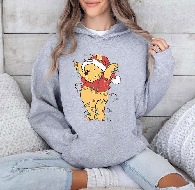 Winnie Puuh Weihnachtslichter Sweatshirt - Weihnachtsgeschenk für Frauen