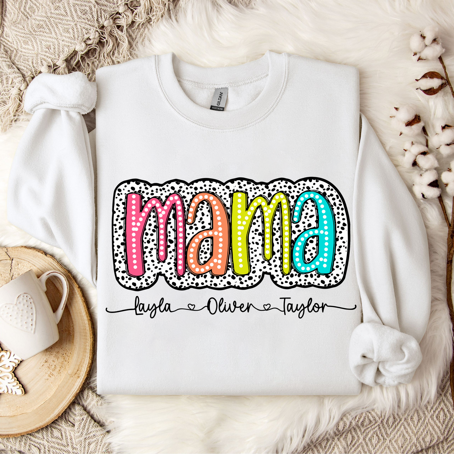 Personalisierte Mama Dalmatiner Design - Muttertags Geschenk mit Kindernamen