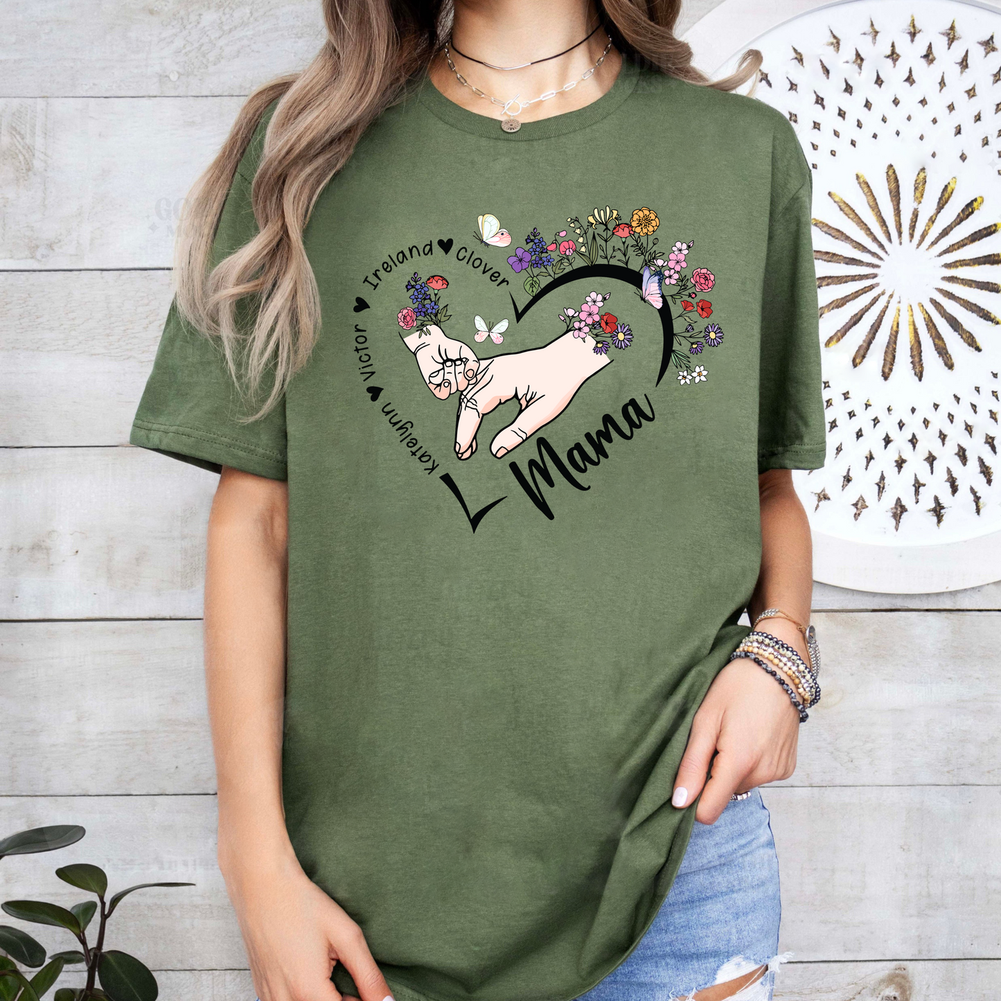 Custom 'Mom' Series Sweatshirt with Floral Heart - Choose Your Title & Add Names