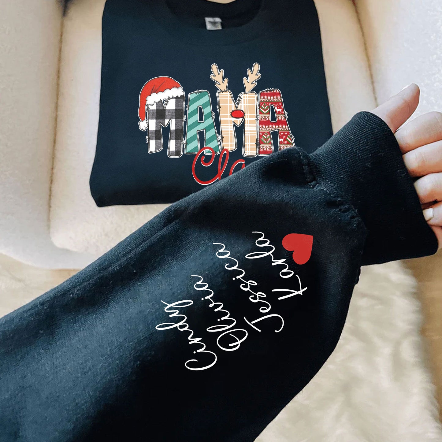 Personalisierter Mama Claus Sweatshirt und Hoodie - Persönliches Weihnachtsgeschenk für Mama