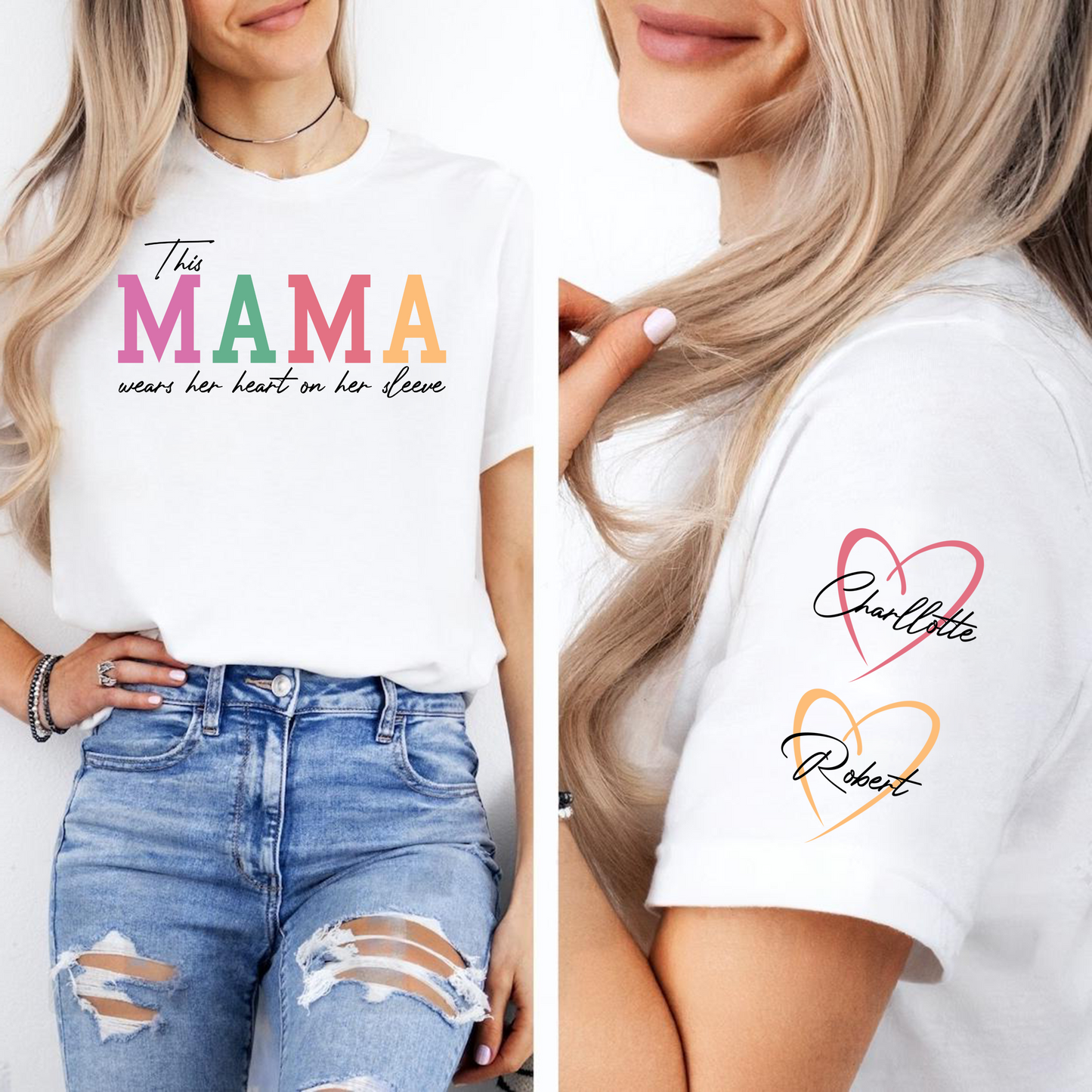 Custom 'Heart on Sleeve' Mama Sweatshirt with Names on Sleeves