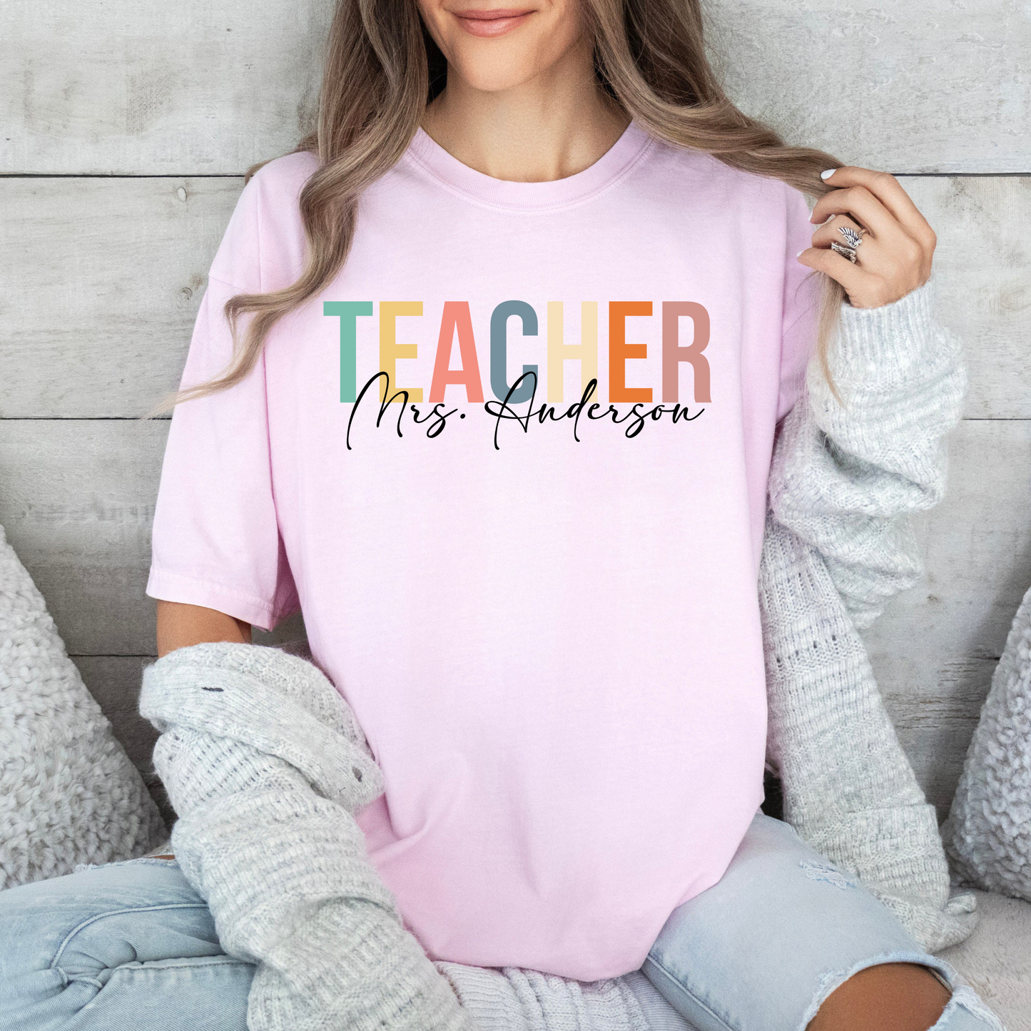 Lehrer Personalisiertes Dankeschön Shirt - Anerkennungsgeschenk mit individuellem Namensdruck