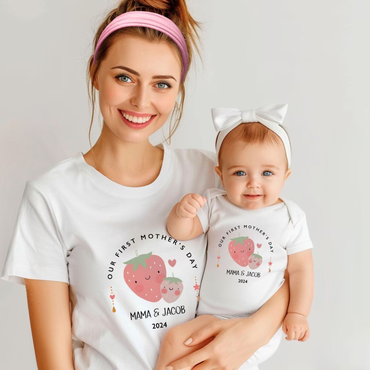 First Mother's Day Matching Mom And Baby Shirt And Bodysuit