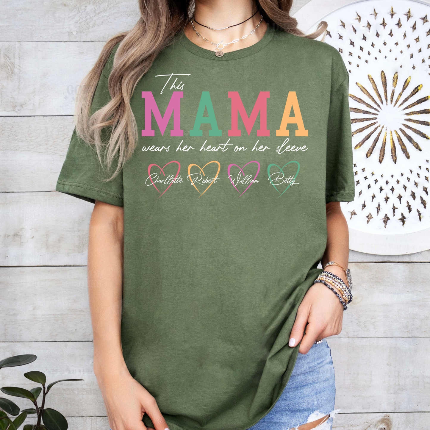 Custom 'Heart on Sleeve' Mama Sweatshirt with Kids' Names