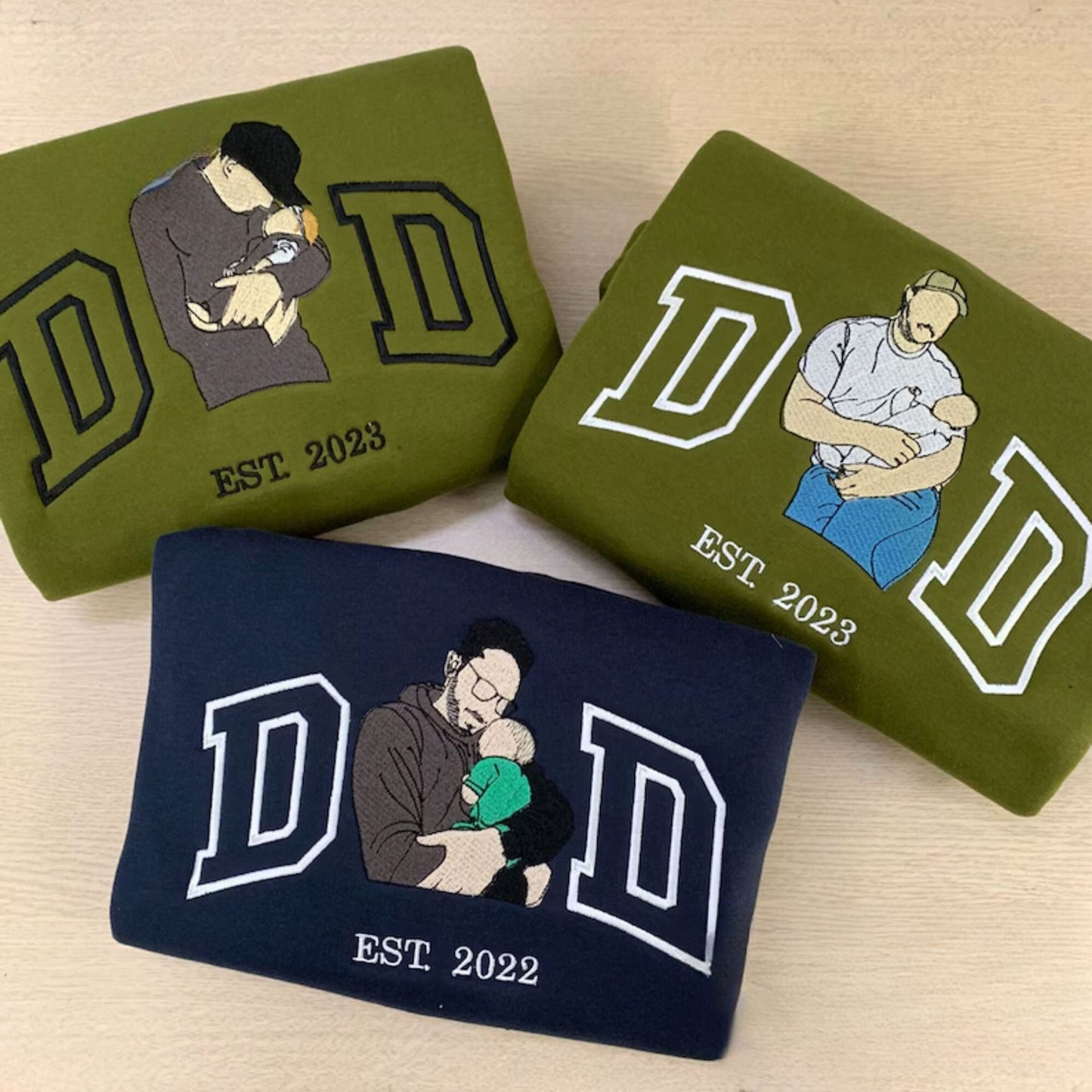 Papa Sweatshirt personalisiert Vater und Sohn - Benutzerdefiniertes besticktes Porträtfoto Shirt