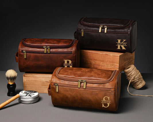 Personalisierte Herren-Kulturtasche aus Leder, Geschenk für Trauzeugen, Geschenk für ihn