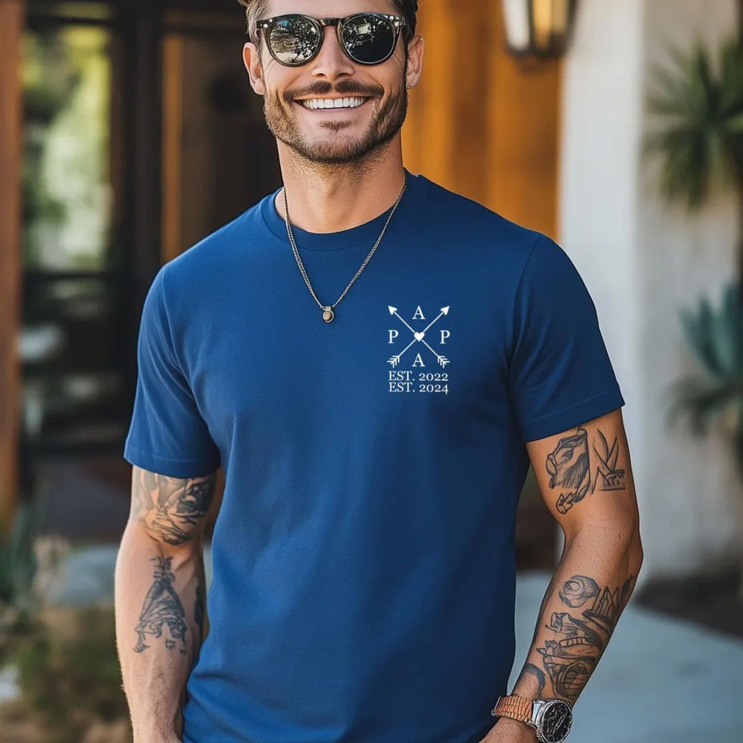 Papa-Edition: T-Shirt mit dem Namen des Kindes und Geburtsjahr – Vatertagsgeschenk