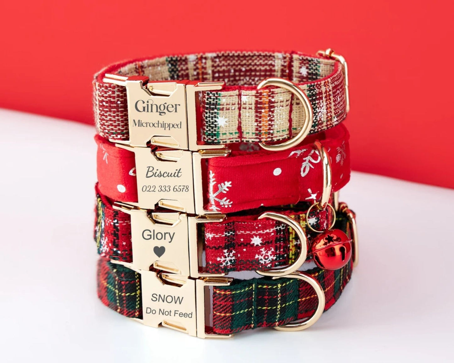 Frohe Weihnachten – Personalisiertes Hundehalsband, Individuelles Hundehalsband