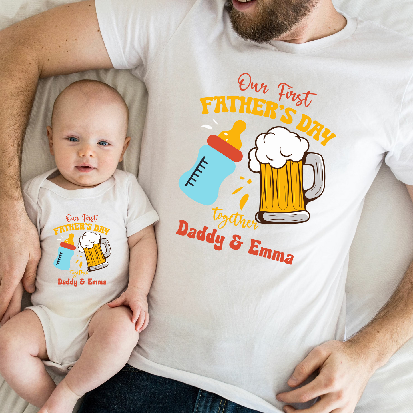 Erster Vatertag - Papa & Kind T-Shirt-Set