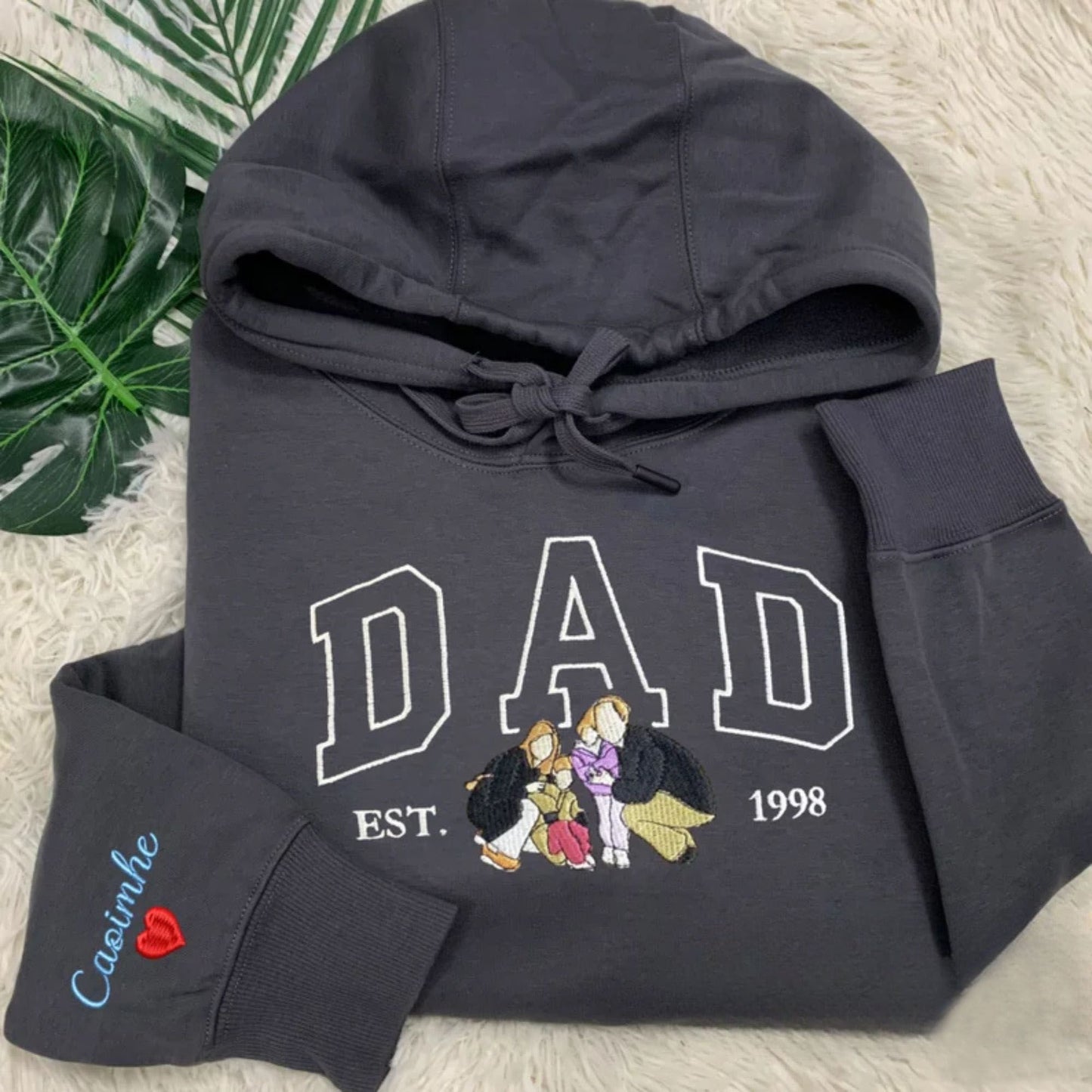 Individuelles Papa Porträt mit Foto Shirt - Personalisiertes Besticktes Papa Sweatshirt