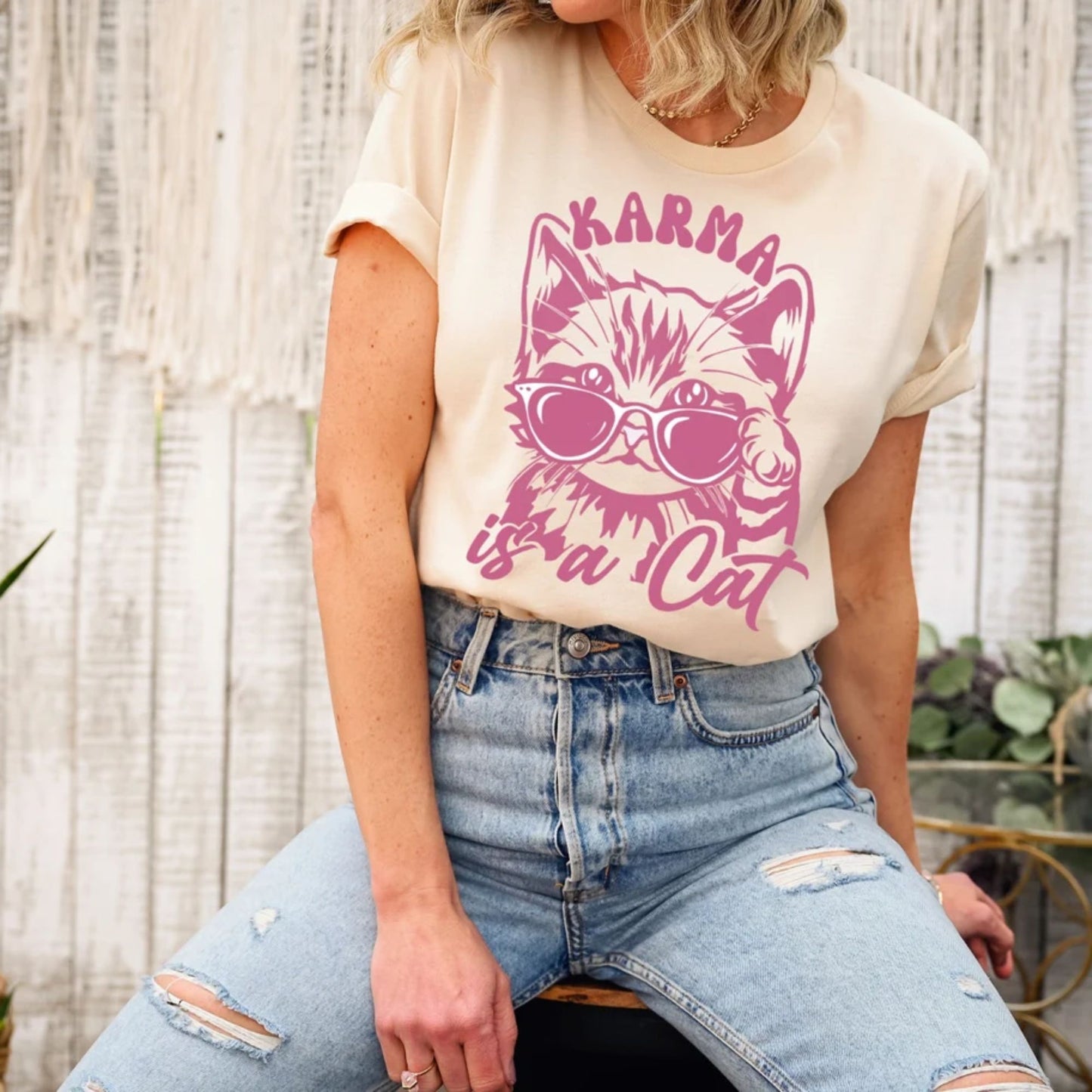 Karma Is a Cat T-Shirt, Cat Lover Gift