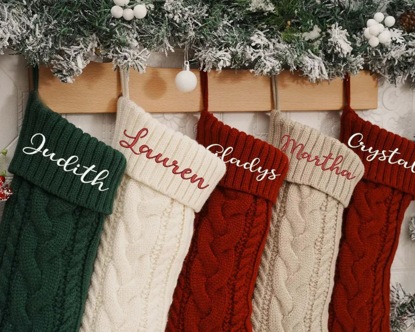 Personalisierte Familien-Weihnachtsstrümpfe mit Namen - Bestickte Weihnachtsstrümpfe