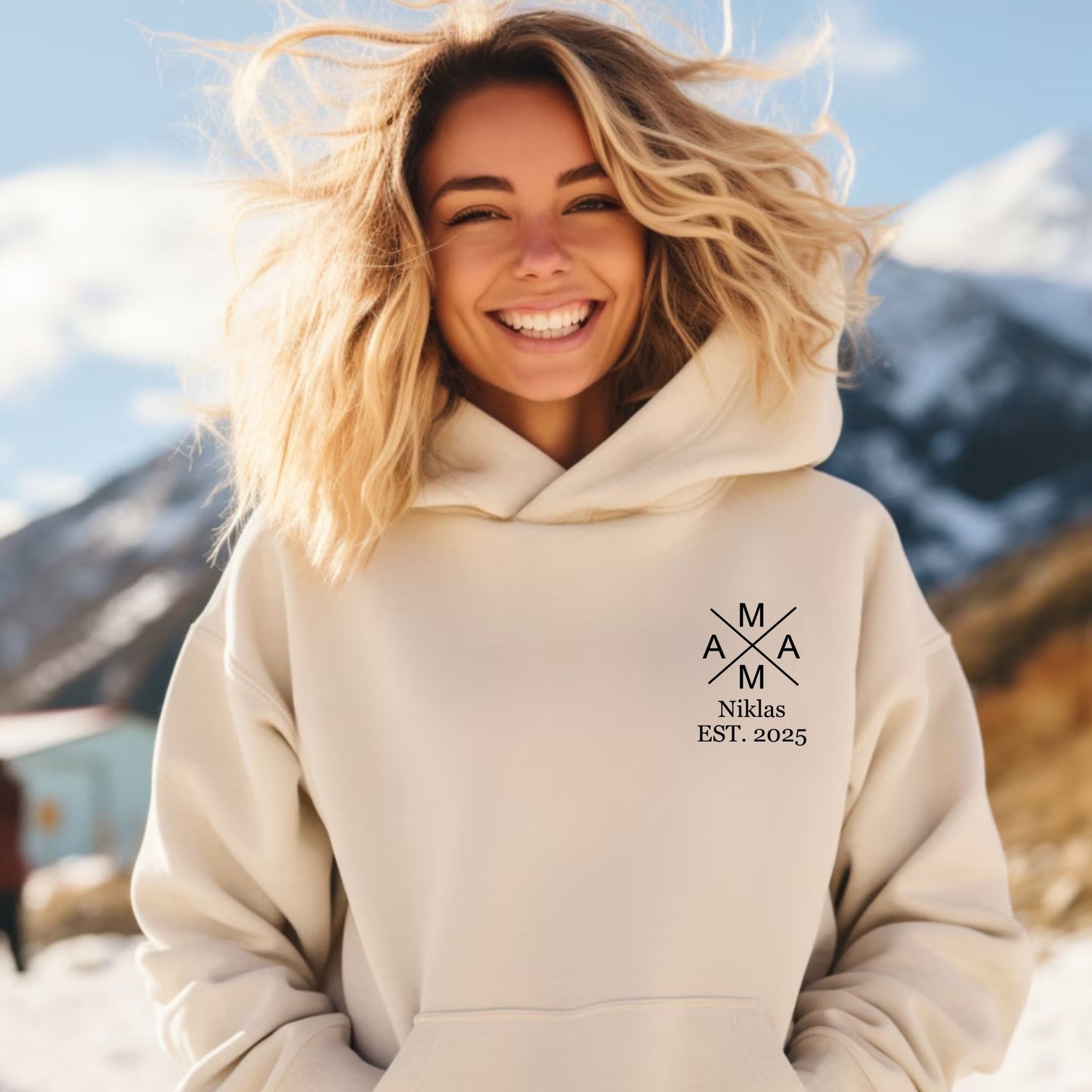 Personalisierter Mama Hoodie mit individuellem Namen und Geburtsjahr, Muttertagsgeschenke