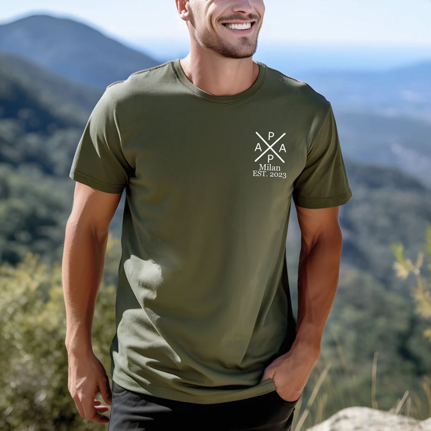 Papa Edition: T-Shirt mit dem Namen und dem Geburtsjahr des Kindes, Geschenk für Papa