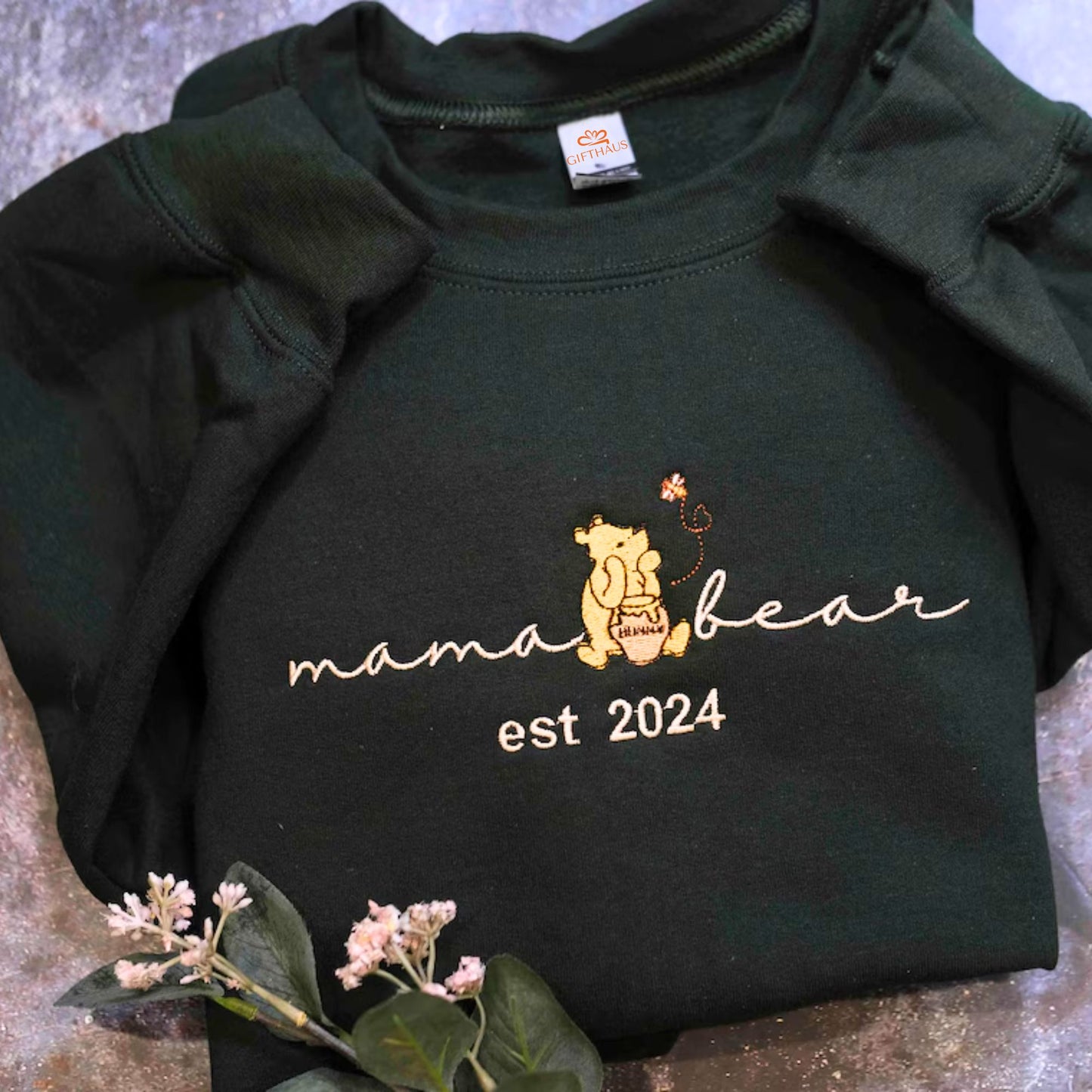 Individueller Mama Bär Bestickter Rundhalspullover mit Namen