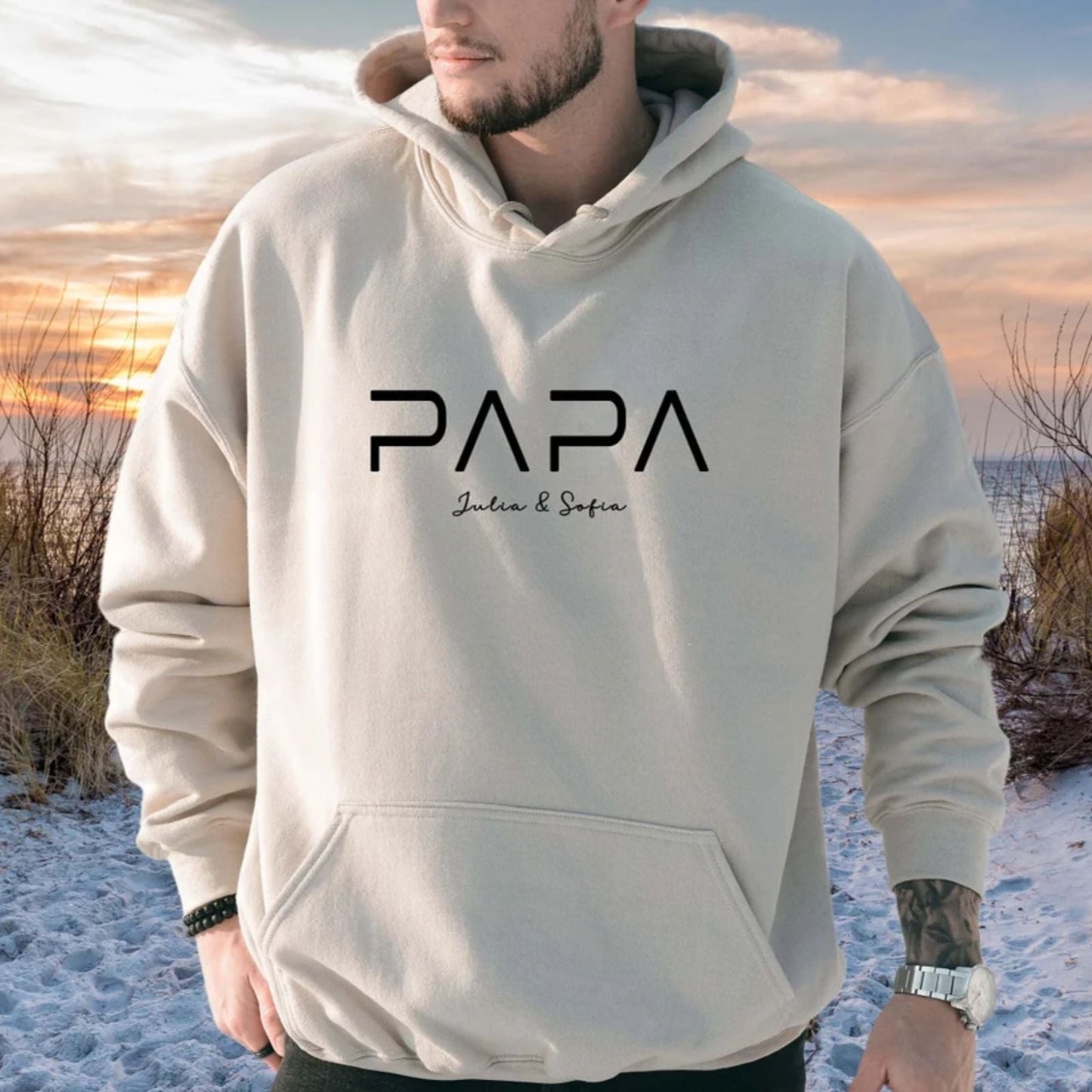 Personalisiertes Papa-Hoodie mit den Namen der Kinder - Geschenk für Papa