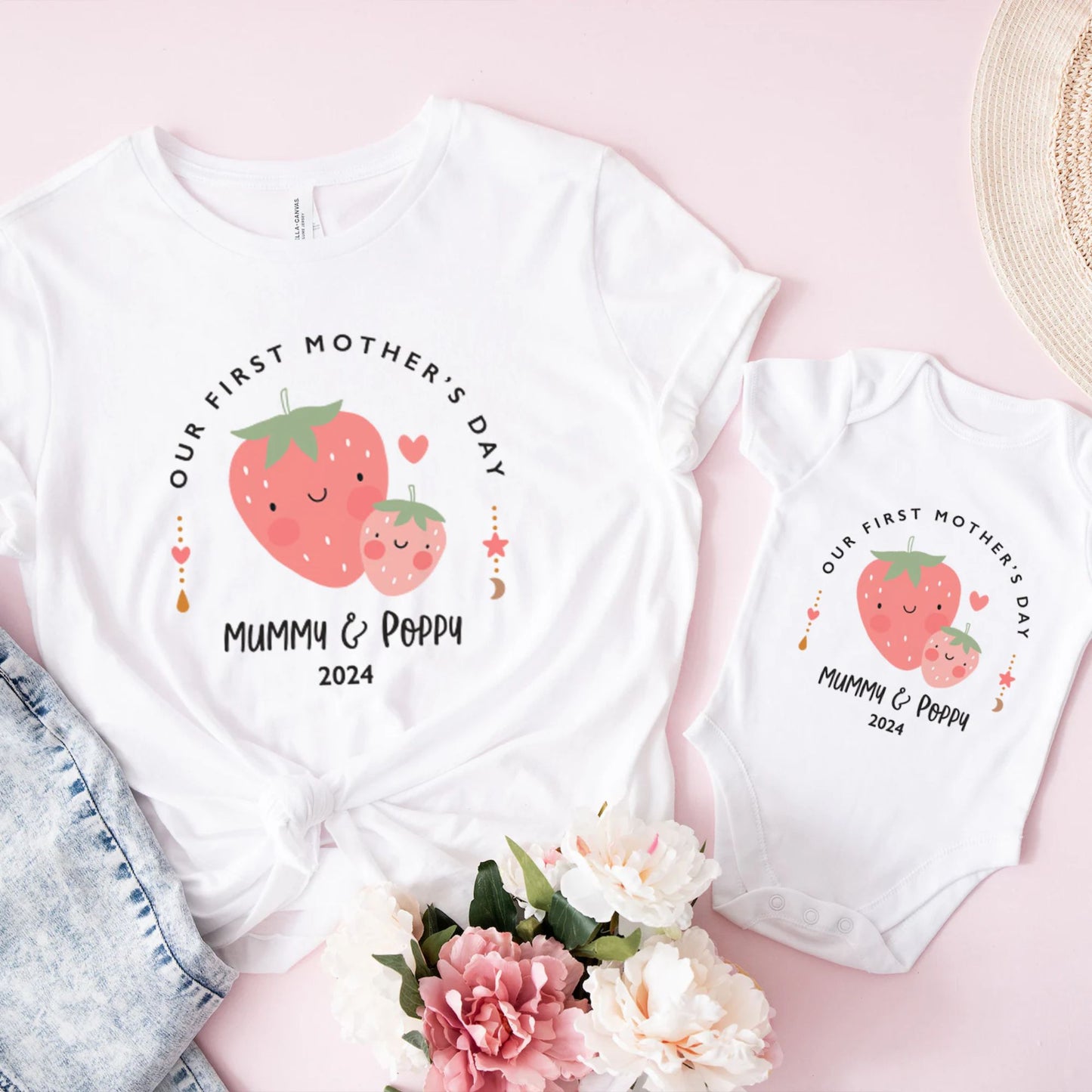 Erster Muttertag - Personalisiertes T-Shirt-Duo für Mutter & Kind