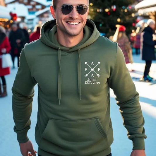 Personalisierter Papa Hoodie mit Kindernamen – Geschenk für Vater