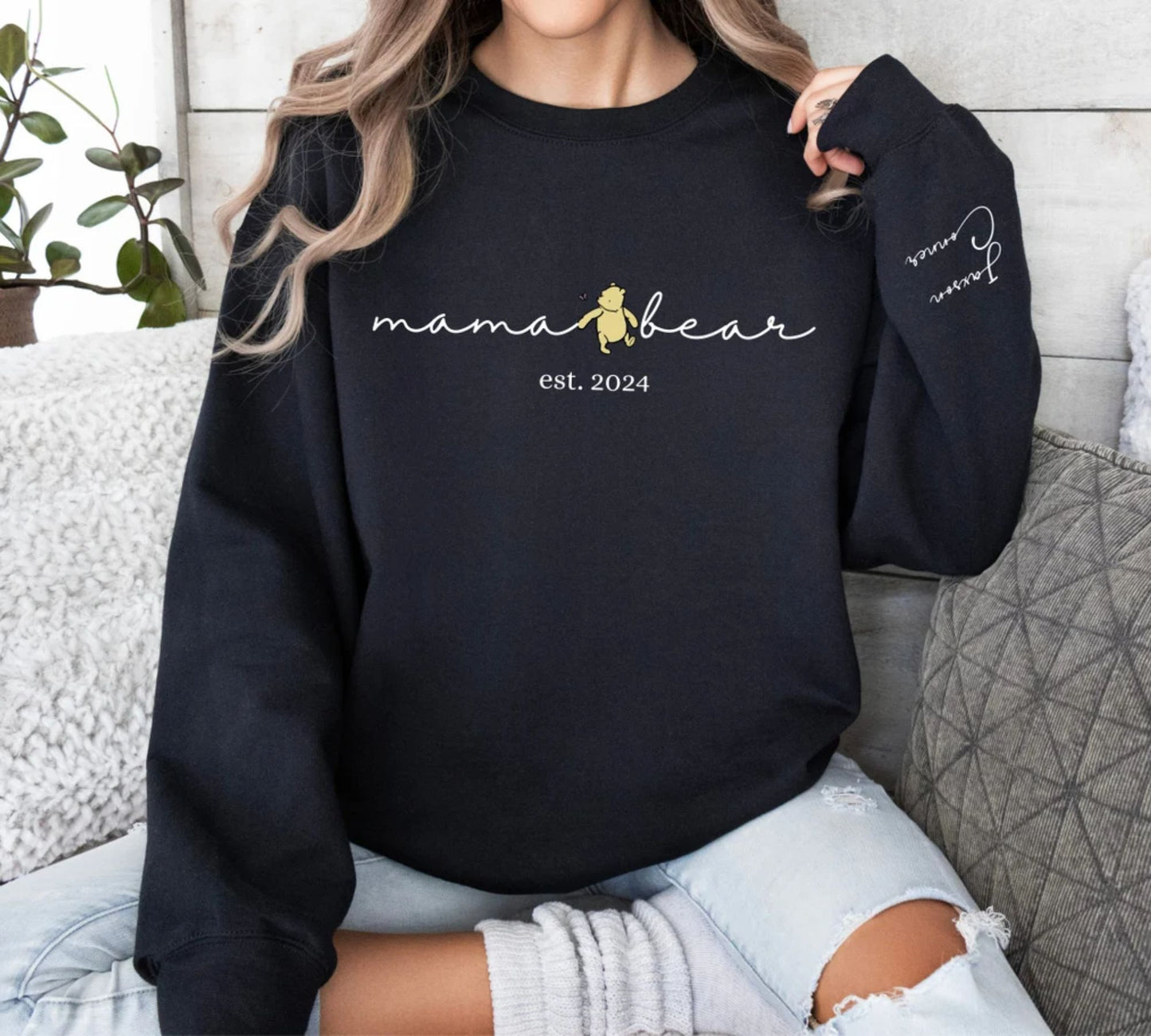 Personalisiertes Mama Bär Winnie Puuh Sweatshirt – Individuelles Mama Shirt