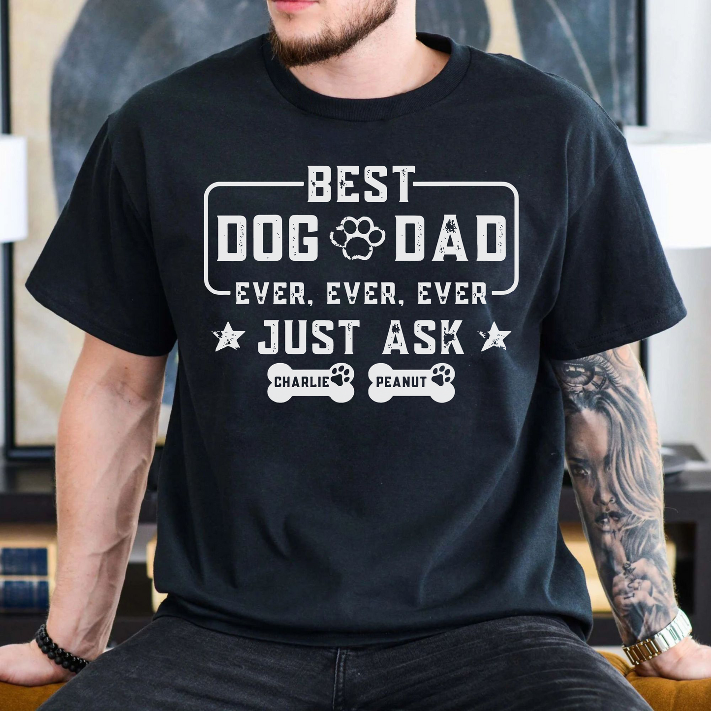 Personalized Best Dog Dad Ever Shirt - Custom Dog Names