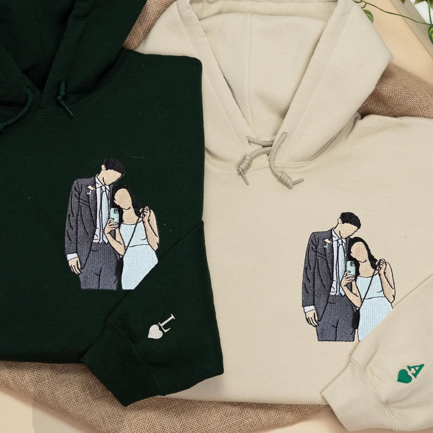 Personalisierter bestickter Porträt-Sweatshirt - Individuell gestalteter Foto-Hoodie