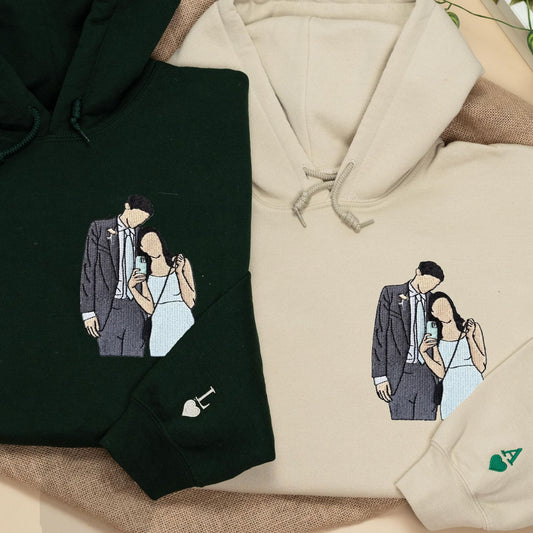 Personalisierter bestickter Porträt-Sweatshirt - Individuell gestalteter Foto-Hoodie