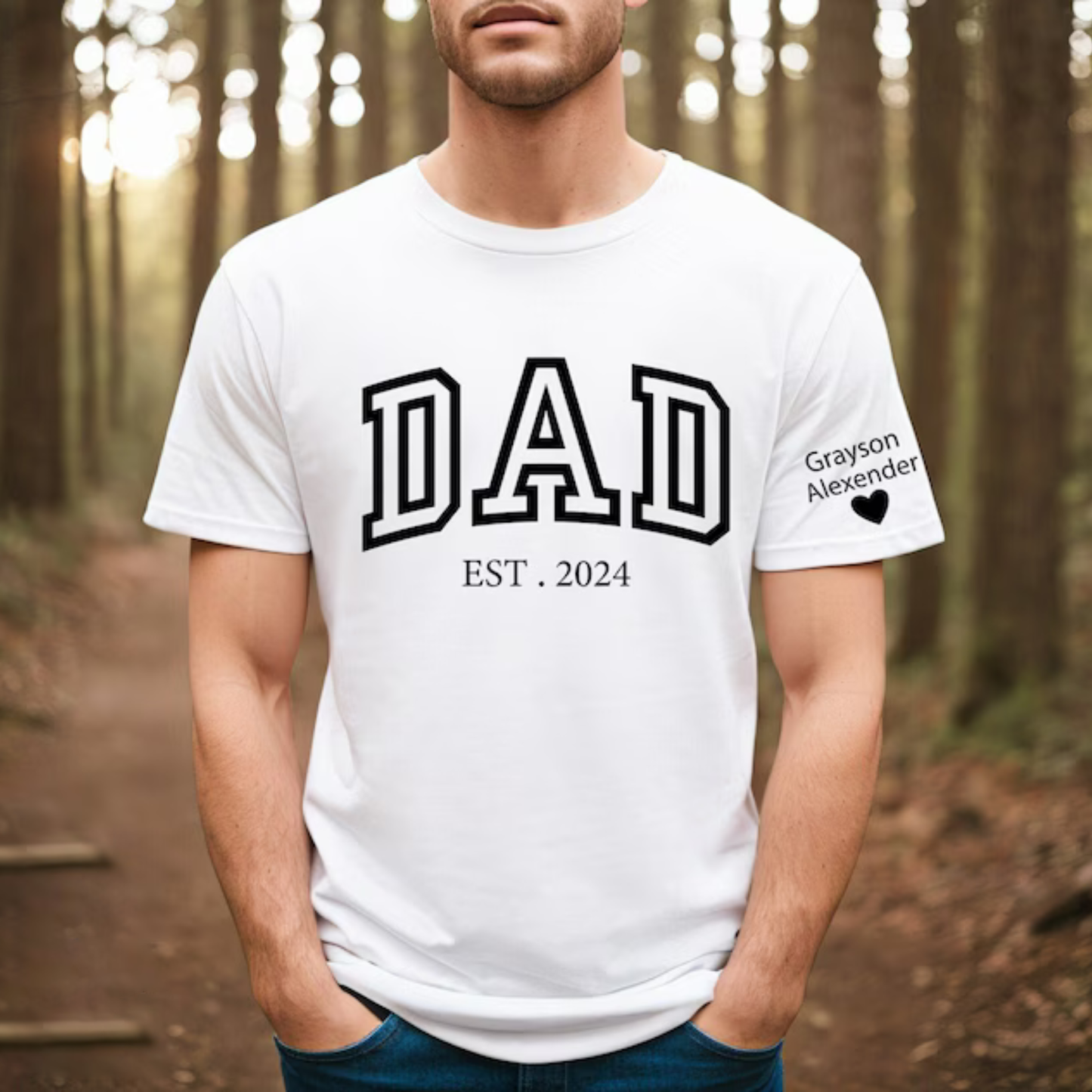 Vater Held seit dem Ersten Jahr - Kinder Namen auf dem Ärmel - Persönliches Vatertags Geschenk