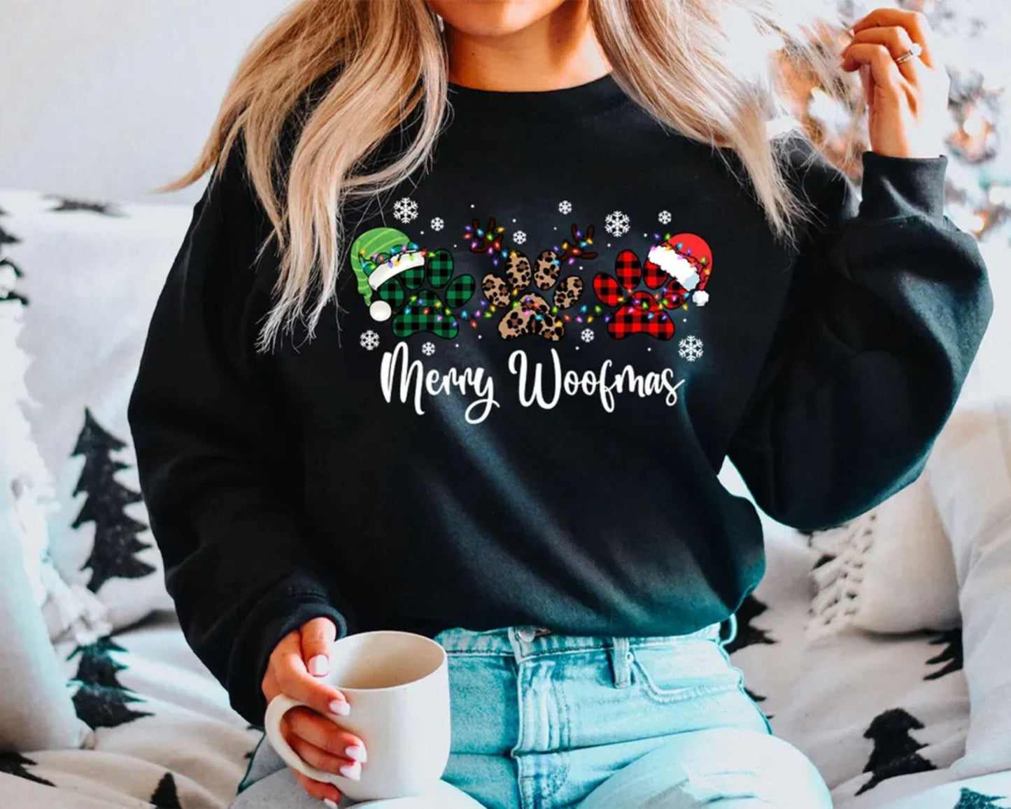 Merry Woofmas Sweatshirt - Weihnachtsgeschenk für Hundefreunde