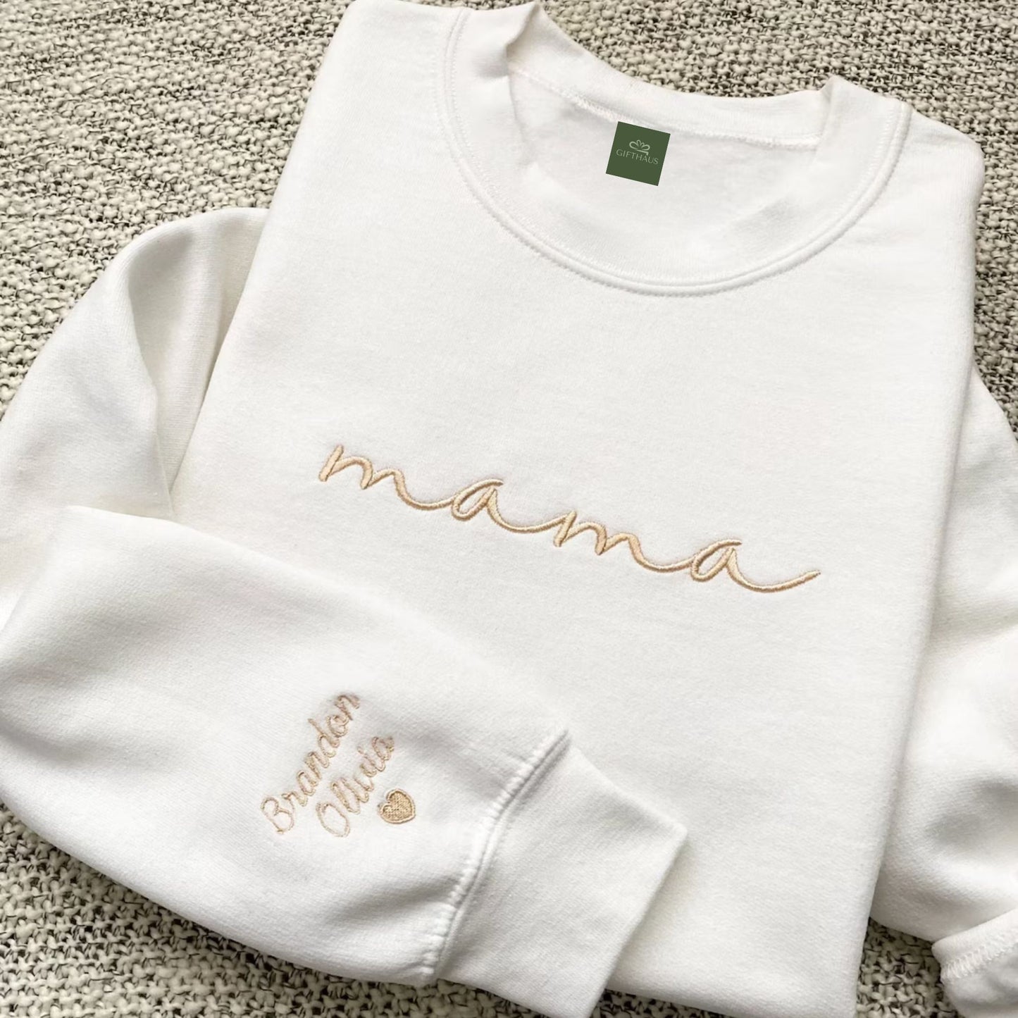 Mama Besticktes Sweatshirt mit Kindernamen, Individuelles Mama Geschenk