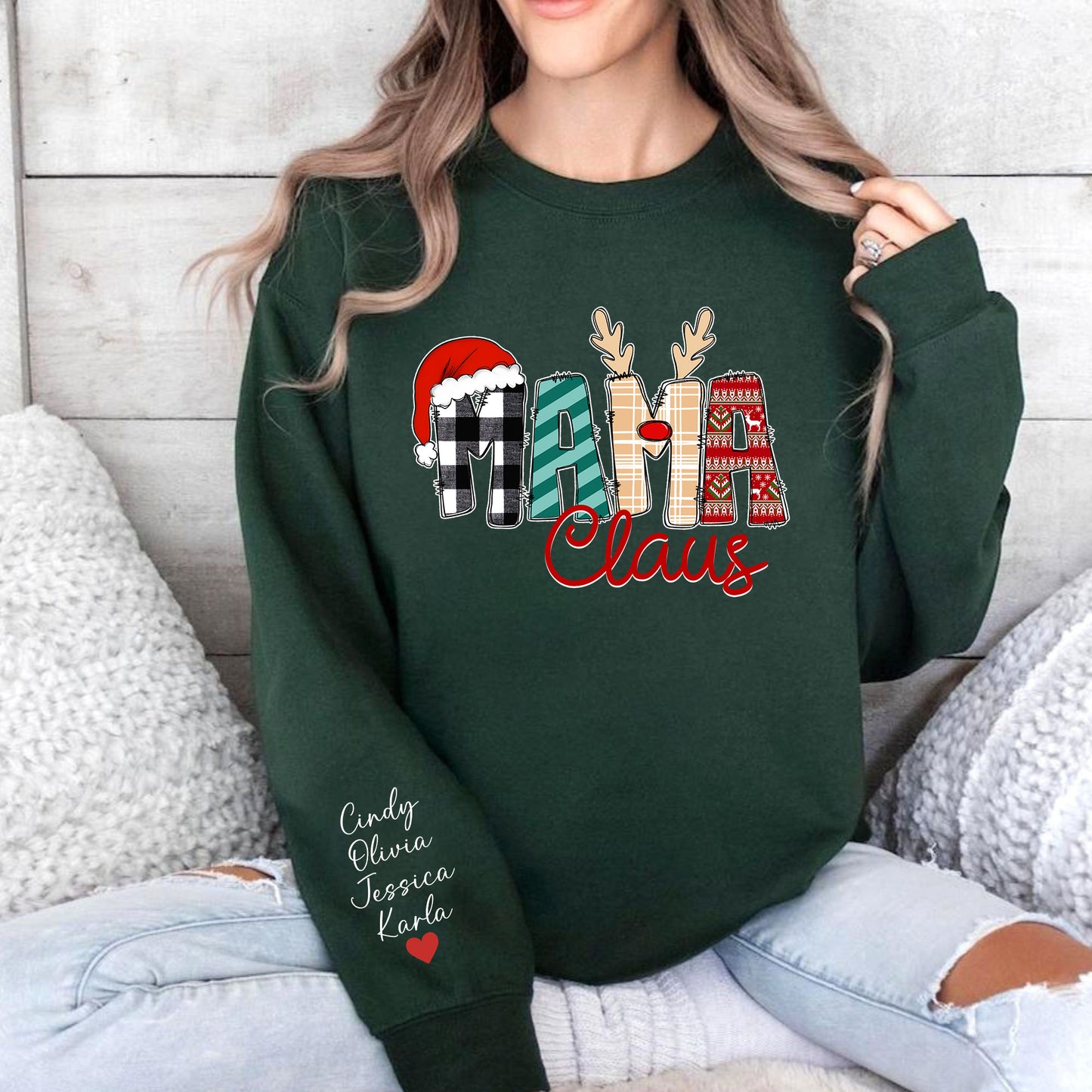 Personalisierter Mama Claus Sweatshirt und Hoodie - Persönliches Weihnachtsgeschenk für Mama