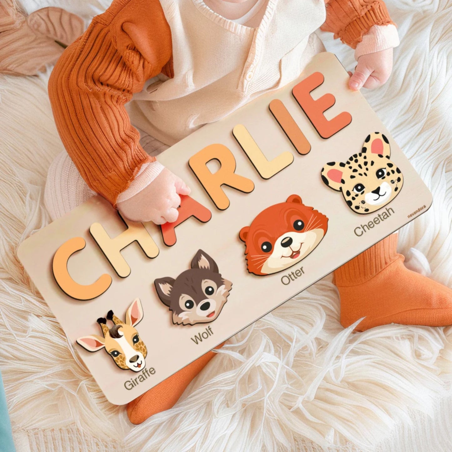 Tiere-Puzzle für Mädchen und Jungen, handgefertigtes Namenspuzzle - Baby-Weihnachtsgeschenk