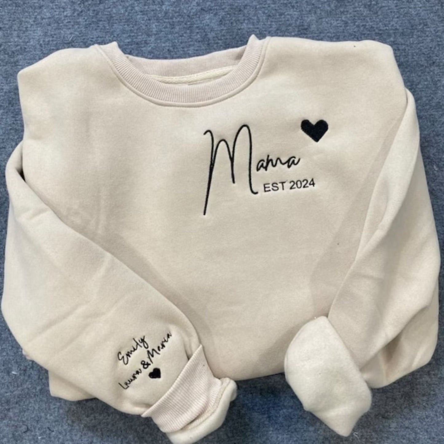 Mama Sweatshirt Bestickt, Individuelles Mama Sweatshirt mit Kindernamen