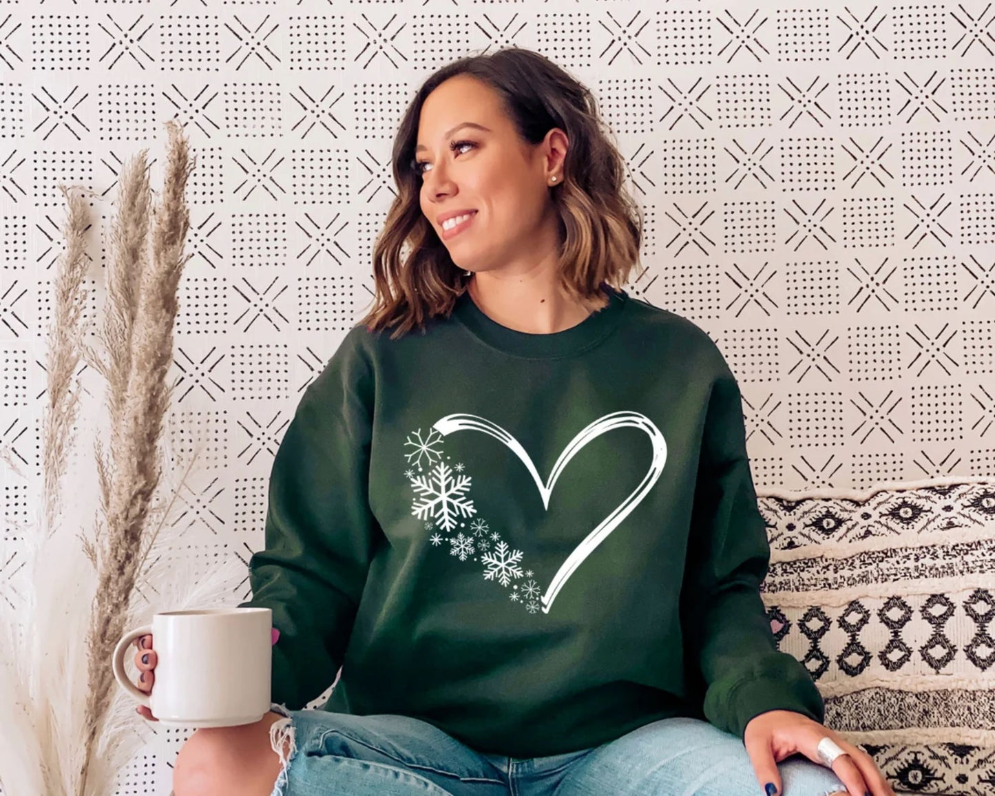Schneeflocken-Herz Sweatshirt - Weihnachtsgeschenk