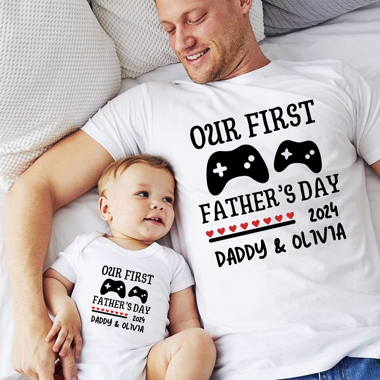 Gamer T-Shirts für Daddy und Mich - Personalisiertes Erstes Vatertagsgeschenk