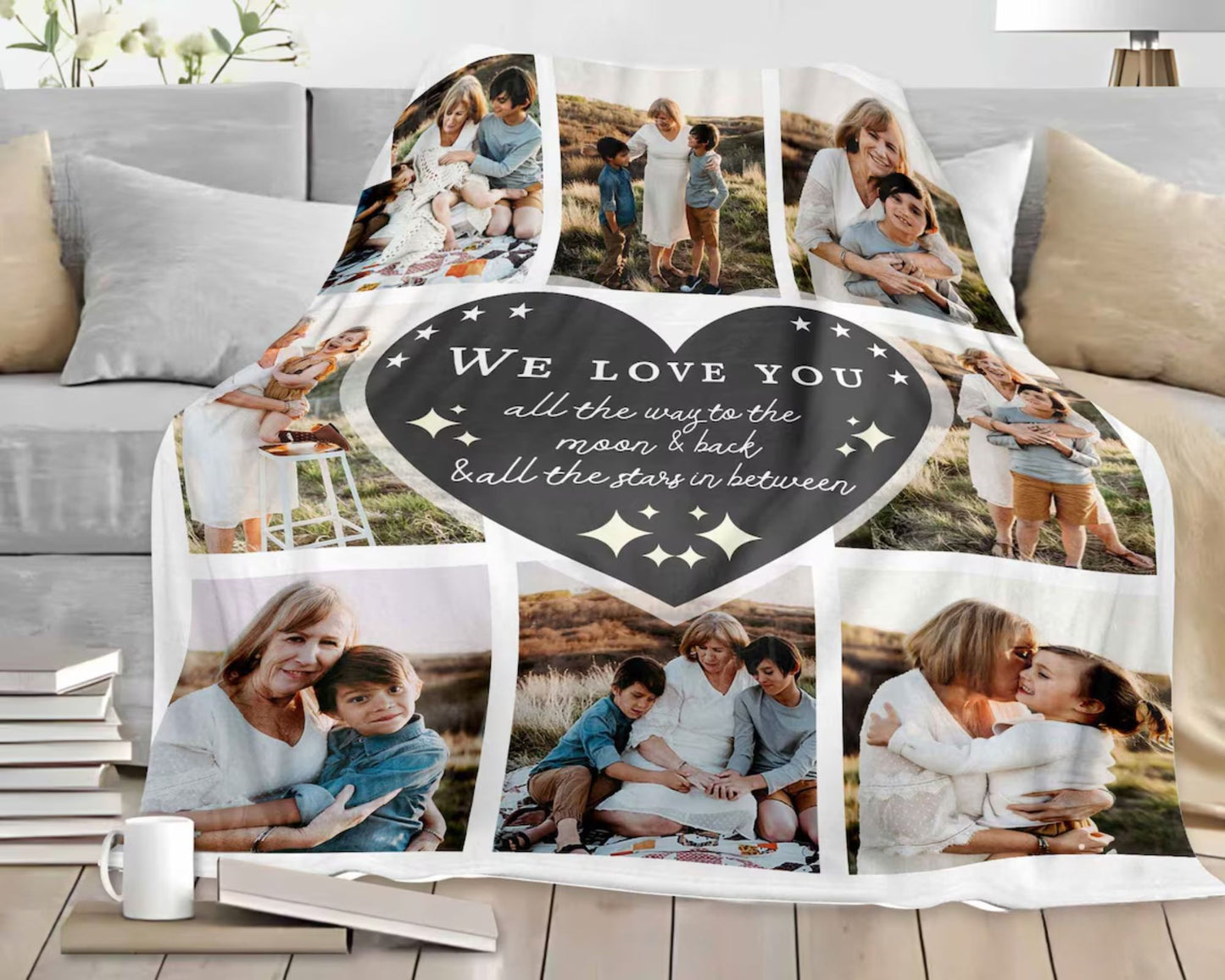 Personalisierte Fotocollage Oma Decke - Geschenk für Oma