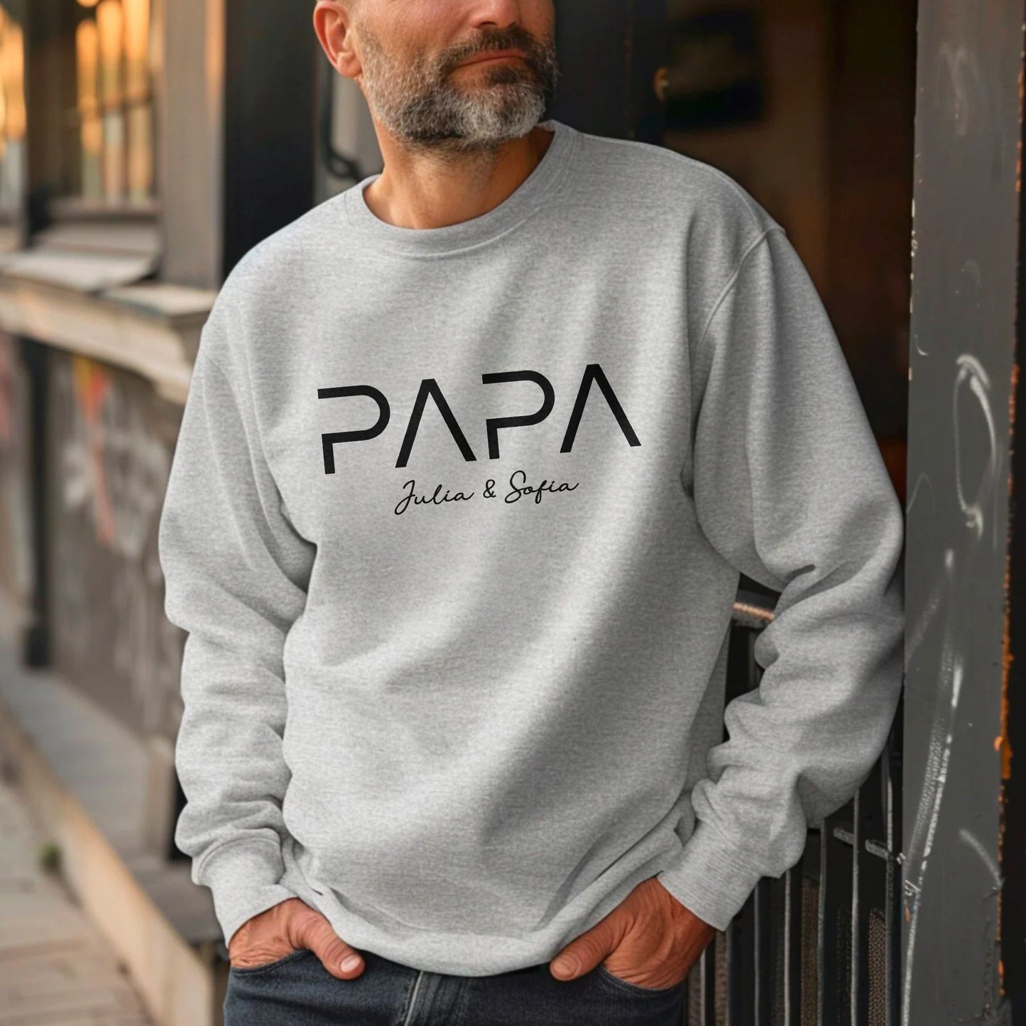 Personalisiertes Papa-Hoodie mit den Namen der Kinder - Geschenk für Papa
