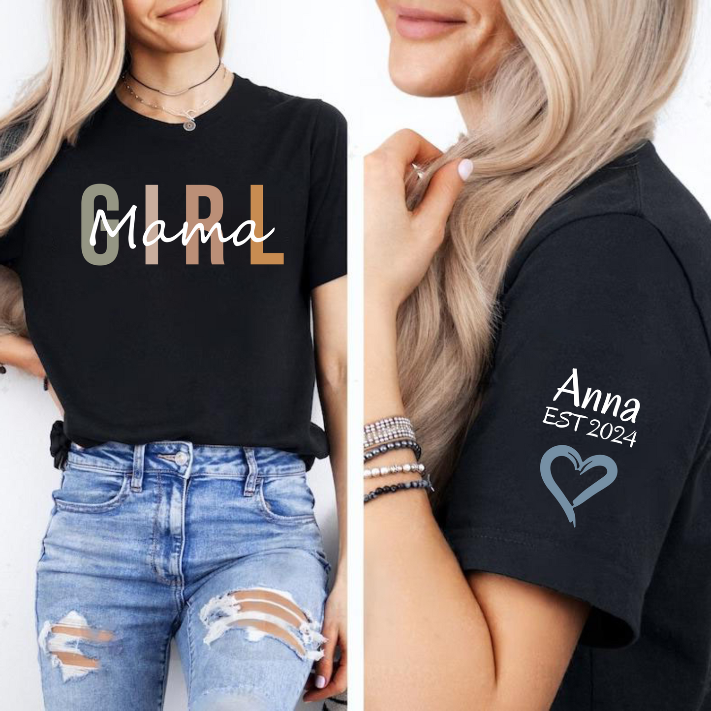 Mama & Töchter Liebesband, Personalisiertes Erinnerungsshirt