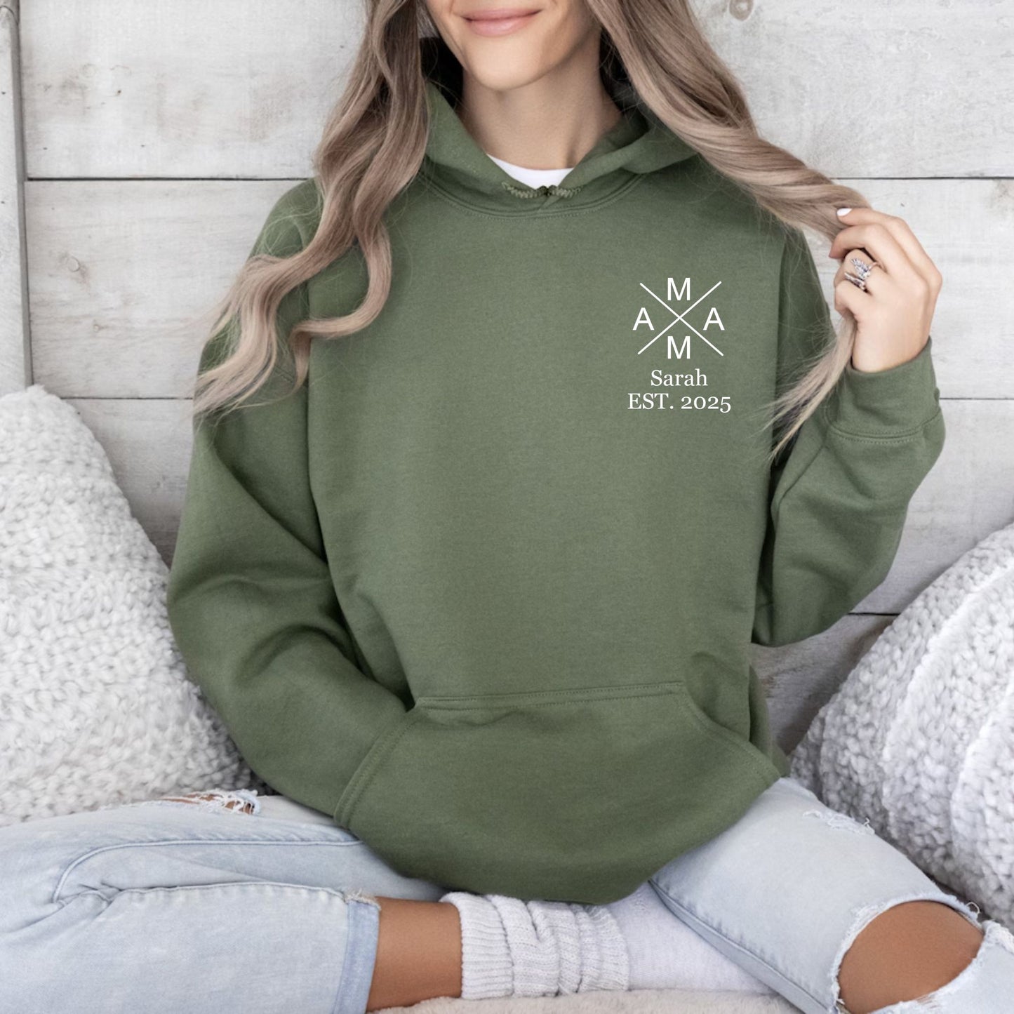 Personalisierter Mama Hoodie mit individuellem Namen und Geburtsjahr, Muttertagsgeschenke