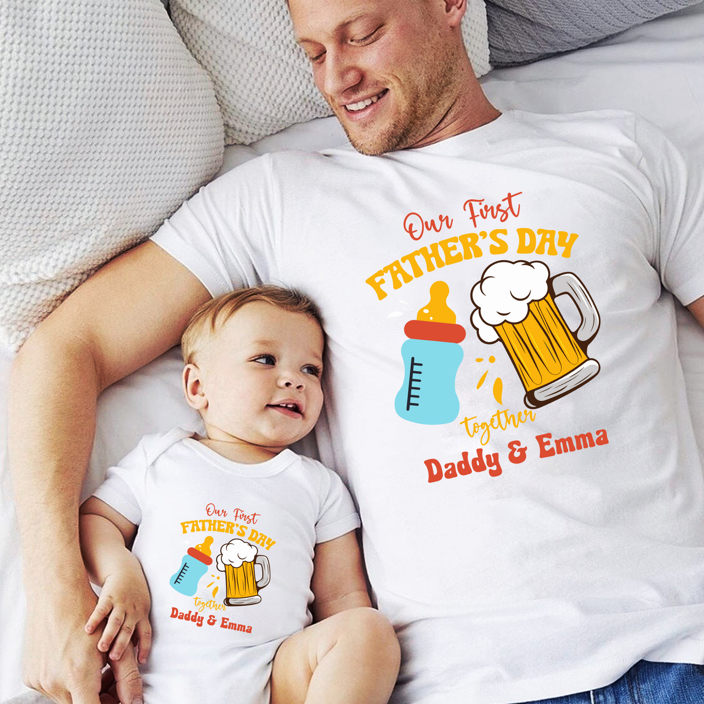 Erster Vatertag - Papa & Kind T-Shirt-Set
