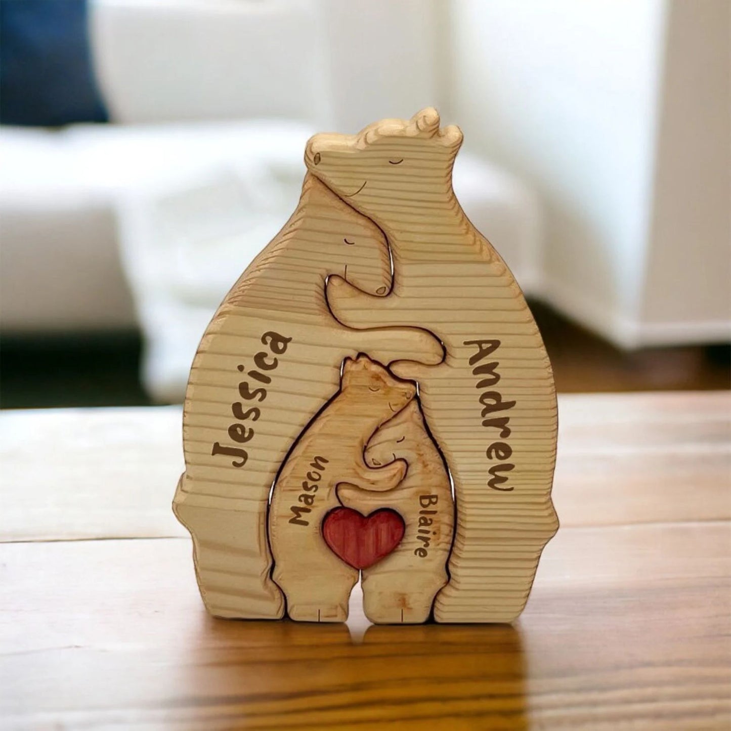 Personalisierte Holzbären-Puzzle, Familiengeschenk