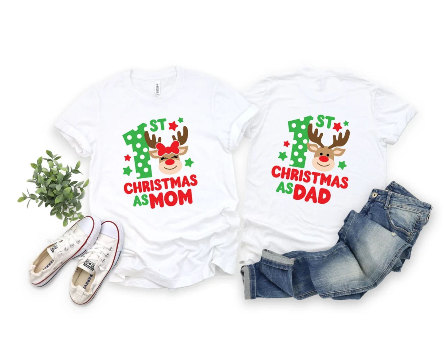 Personalisierte Familien Weihnachts Shirt, Mein erstes Weihnachten als Mama oder Papa Shirt