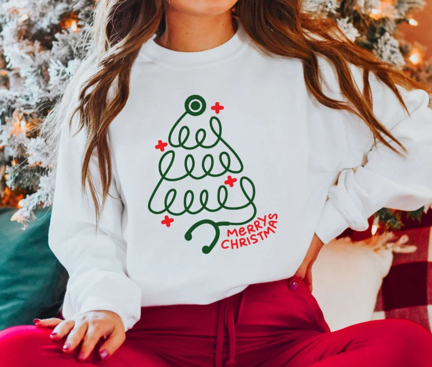 Fröhliche Weihnachten Stethoskop Sweatshirt - Weihnachtsgeschenk für Krankenschwester