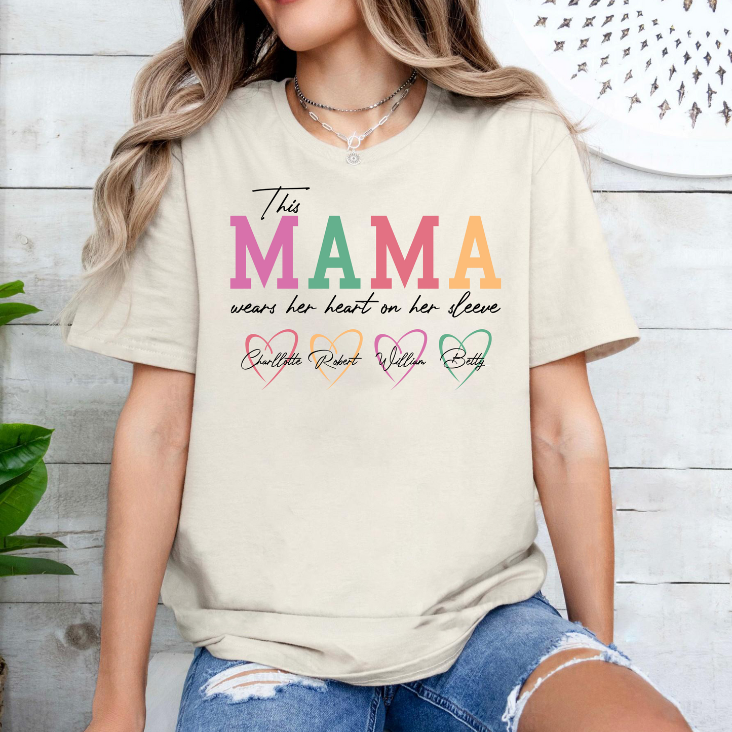 Custom 'Heart on Sleeve' Mama Sweatshirt with Kids' Names