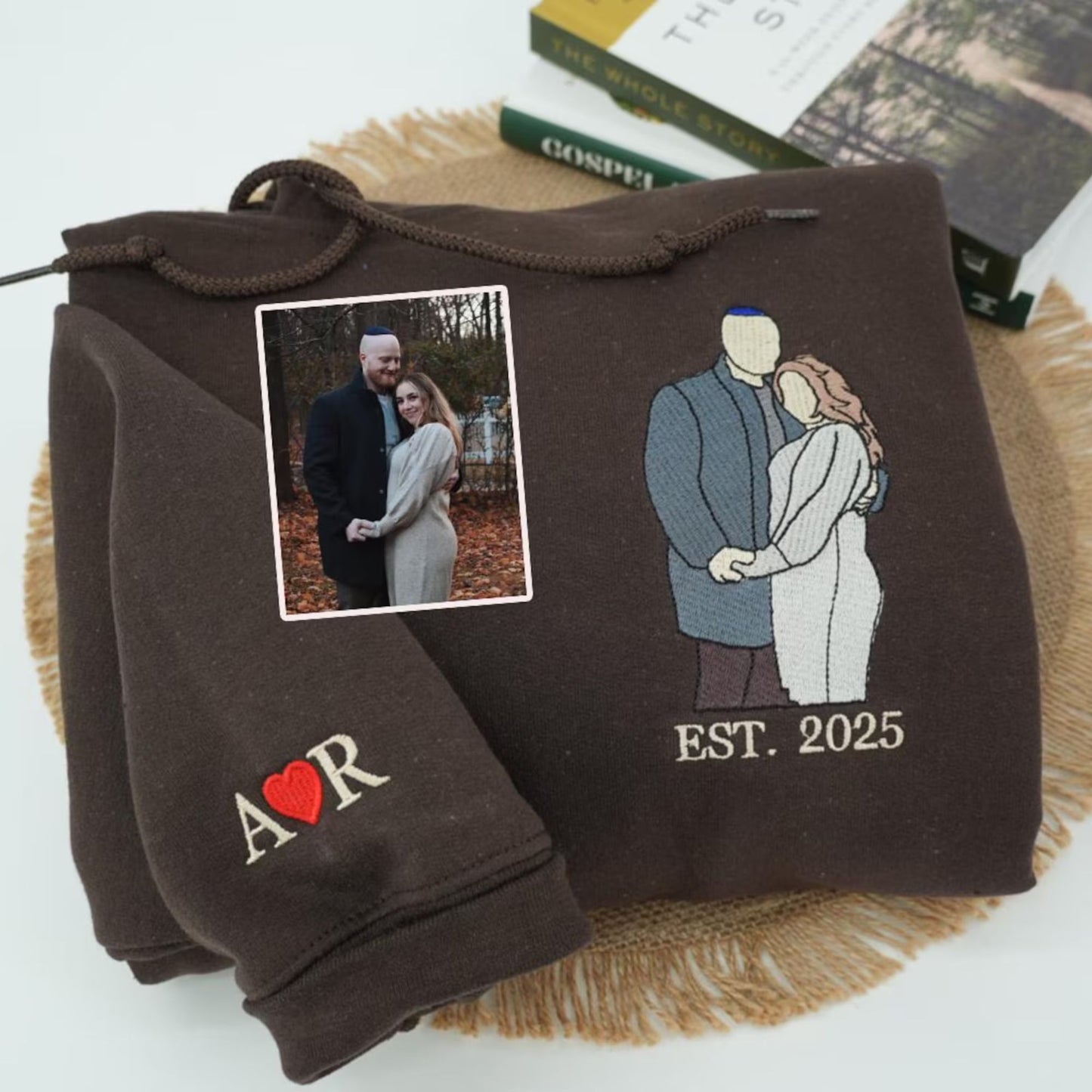 Personalisierter bestickter Porträt-Sweatshirt - Individuell gestalteter Foto-Hoodie