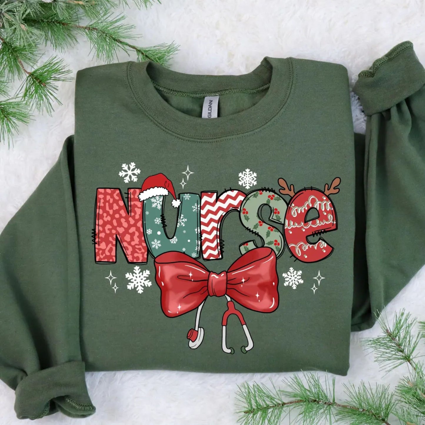 Weihnachtliches Krankenschwester-Sweatshirt, Weihnachtsgeschenk für Pflegekräfte