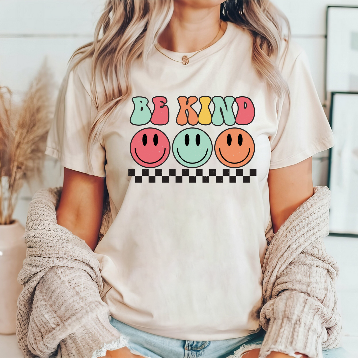 "Sei Freundlich" Lächelnde Gesichter T-Shirt - Geschenk für Positiv Denkende