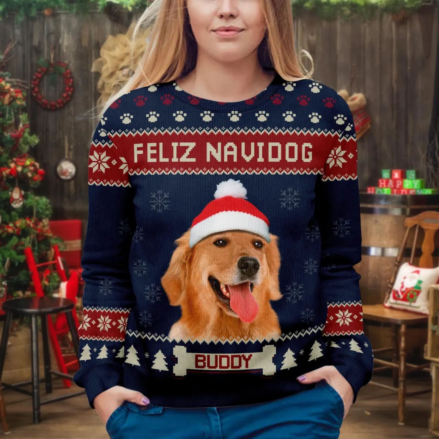Hässlicher Pullover mit individuellem Haustierfoto - Weihnachtsgeschenk für Tierliebhaber