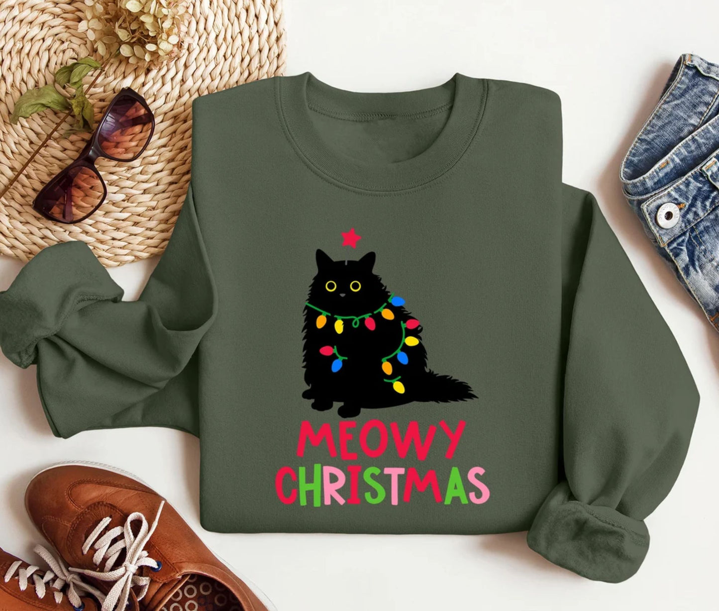 Meowy Christmas Sweatshirt - Weihnachtsgeschenk für Katzenliebhaber